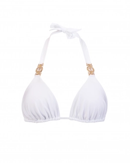 White Triangle Bikini Top With Removable Pads M Vivien Vance